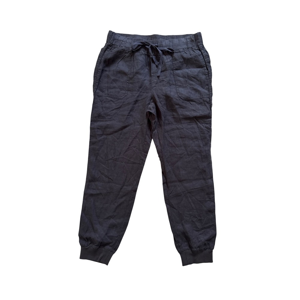 Caslon Charcoal Gray 100%‎ Linen Jogger Pants Womens Small  Drawstring Waist